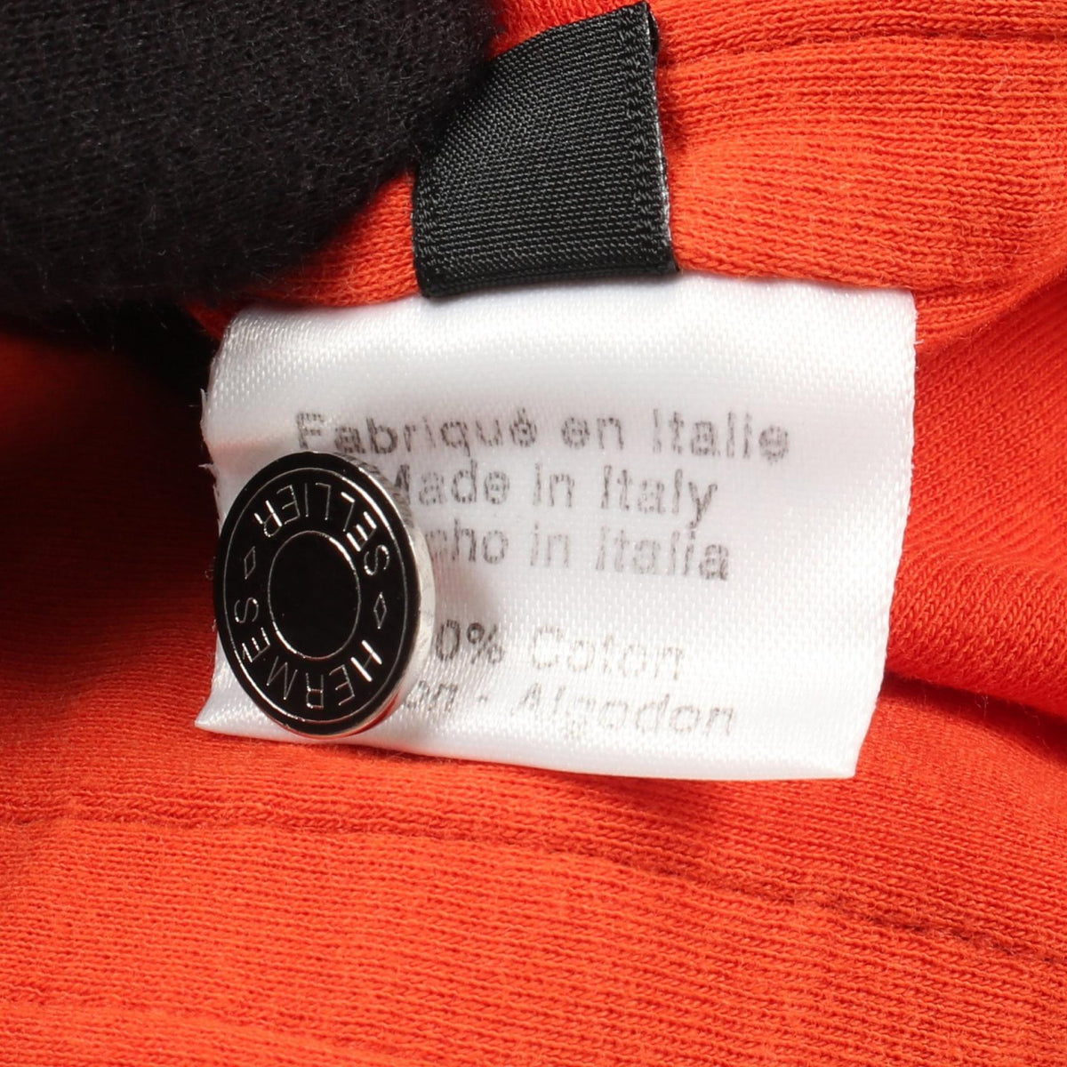 HERMES Sellier Button Cotton Polo Shirt Orange Size M