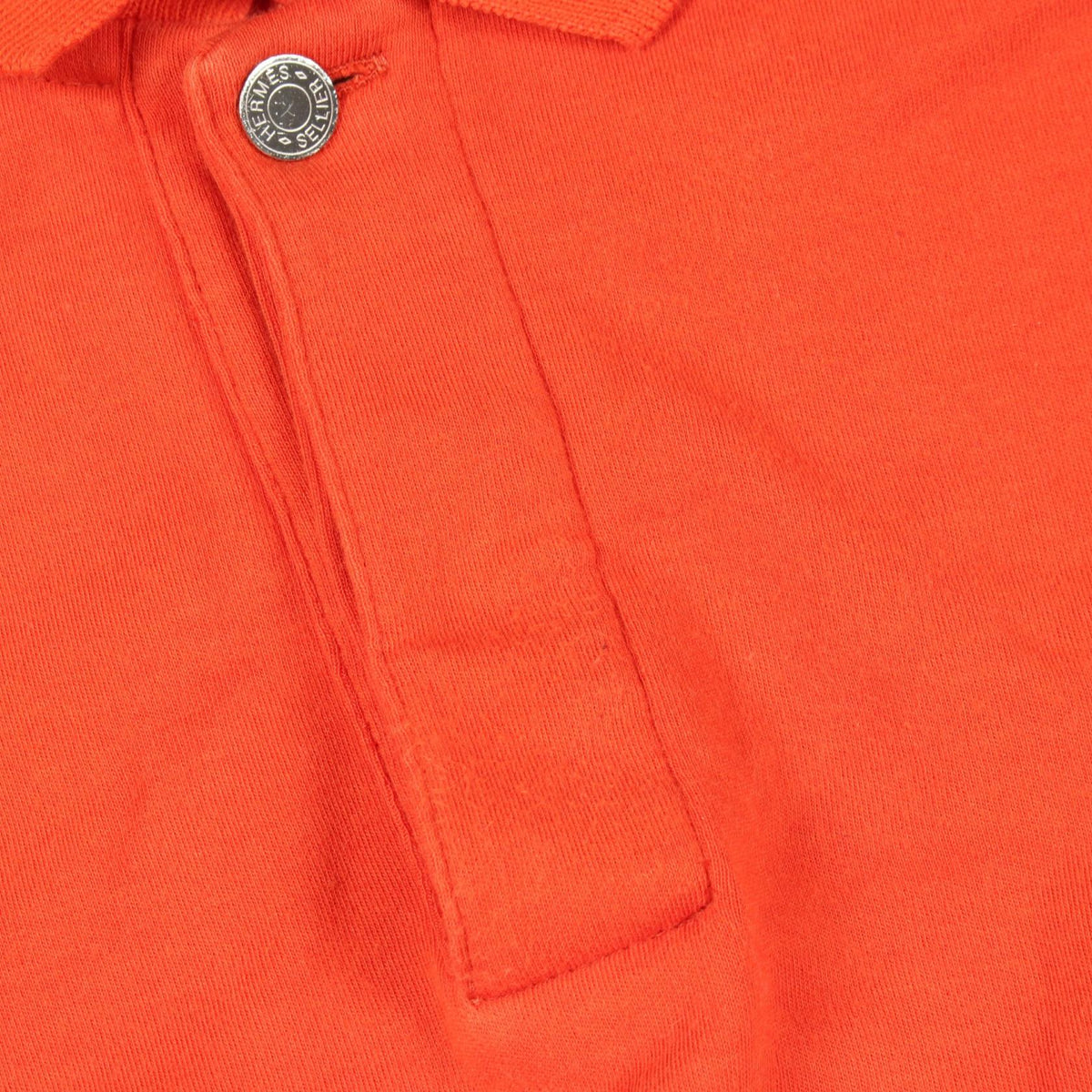 HERMES Sellier Button Cotton Polo Shirt Orange Size M