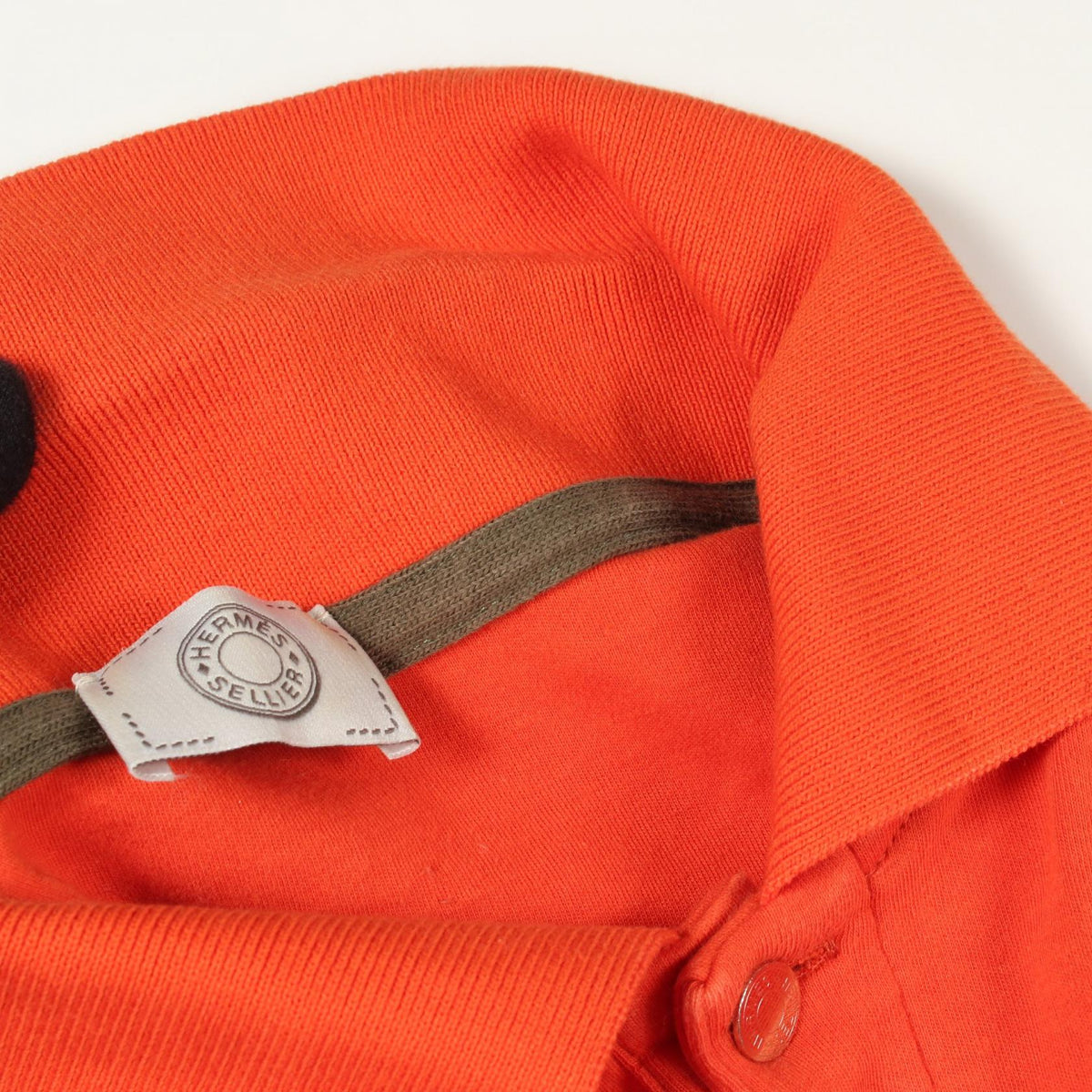 HERMES Sellier Button Cotton Polo Shirt Orange Size M