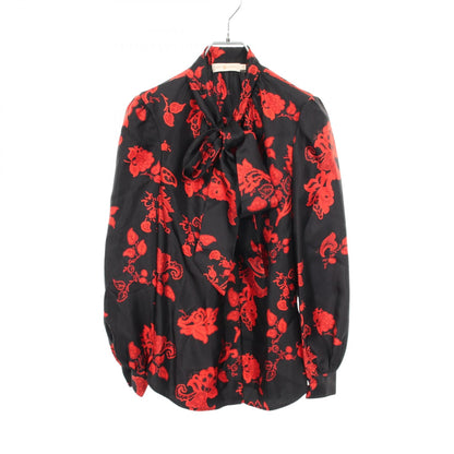 Tory Burch Silk Floral Bow Tie Blouse Black Size 0