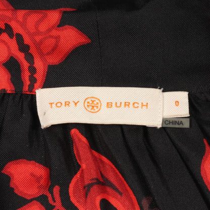 Tory Burch Silk Floral Bow Tie Blouse Black Size 0