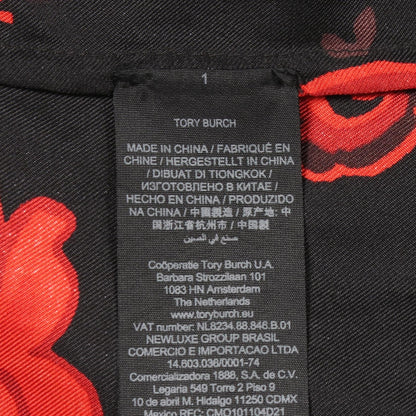 Tory Burch Silk Floral Bow Tie Blouse Black Size 0