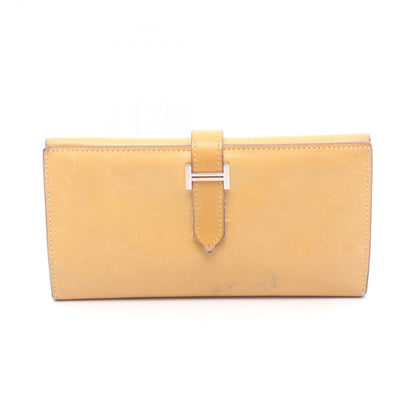 HERMES Bearn Dupli Leather Wallet Brown
