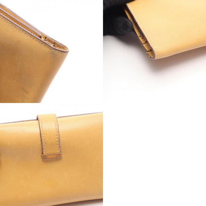 HERMES Bearn Dupli Leather Wallet Brown