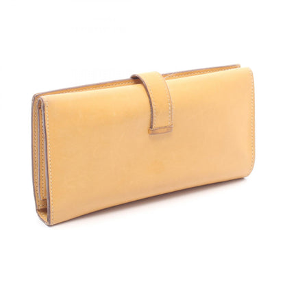 HERMES Bearn Dupli Leather Wallet Brown