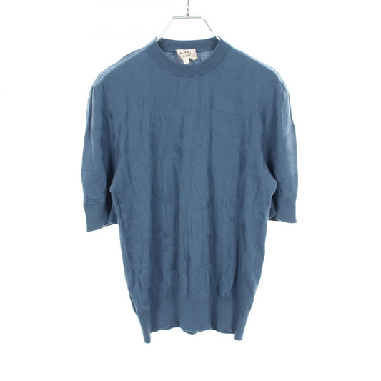 HERMES Fragment Equestre Integral Wool Knit Blue Size S