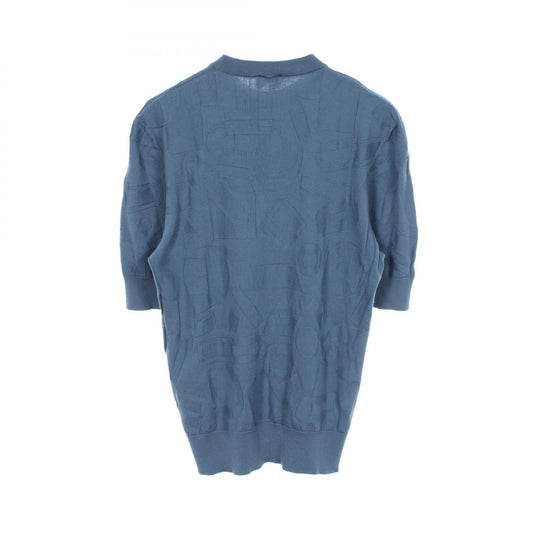 HERMES Fragment Equestre Integral Wool Knit Blue Size S