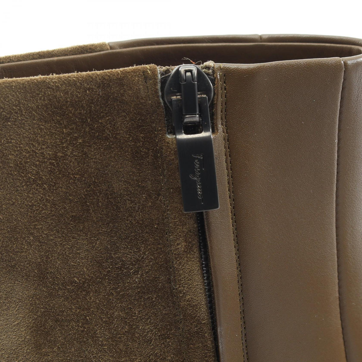 Salvatore Ferragamo Khaki Leather Short Boots Size US 7.5