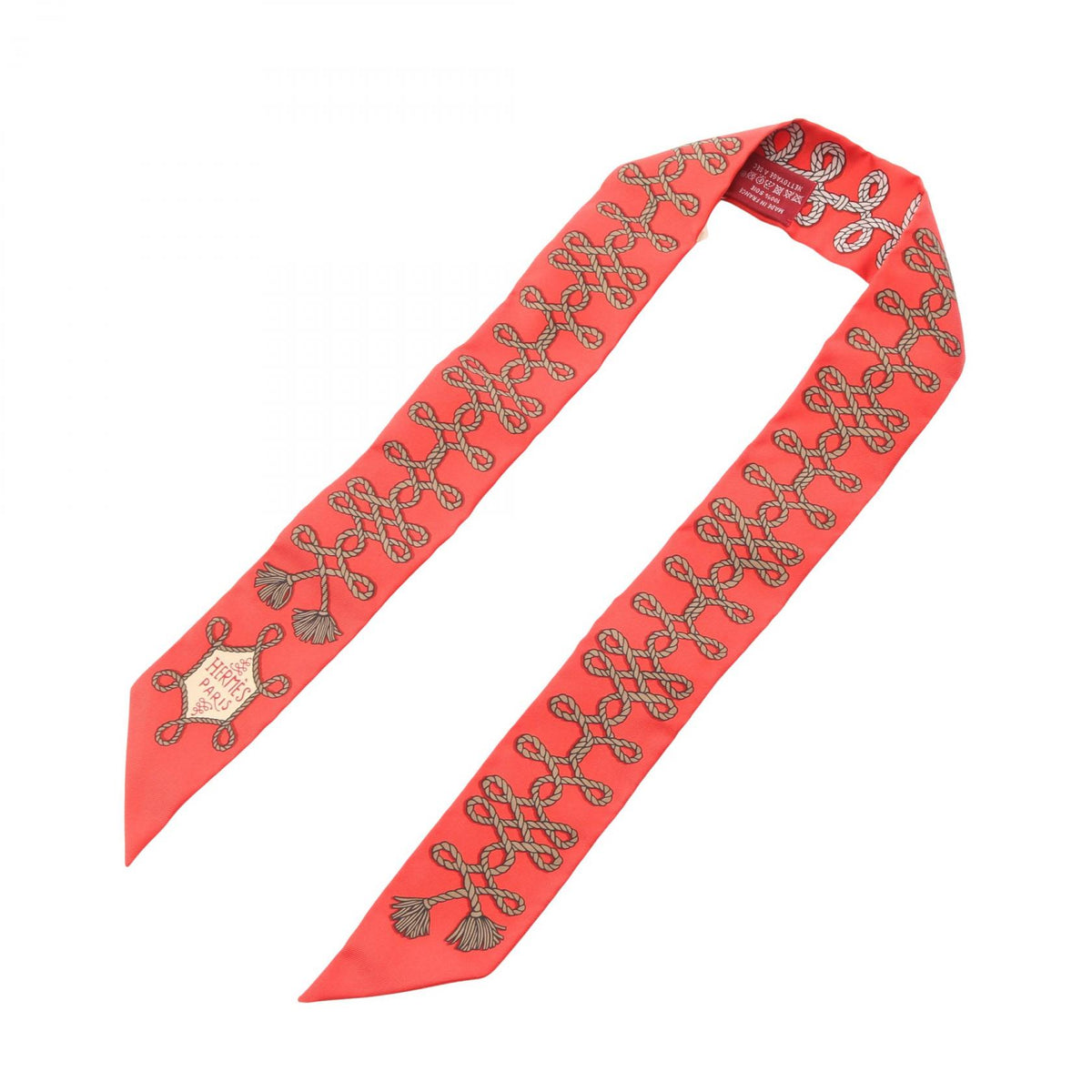 HERMES Twilly Brandebourgs Silk Scarf Red