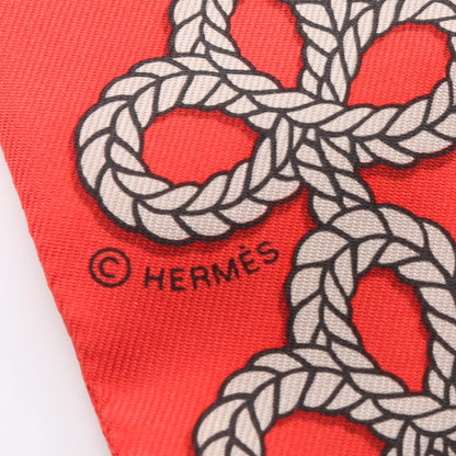 HERMES Twilly Brandebourgs Silk Scarf Red
