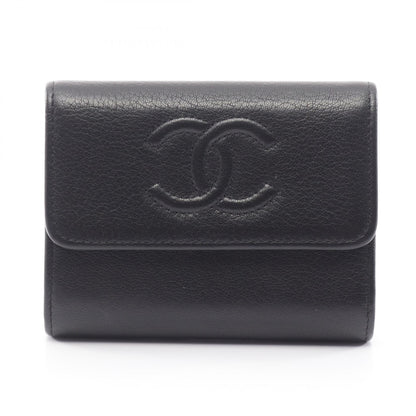 CHANEL Coco Mark Leather Coin Case Black