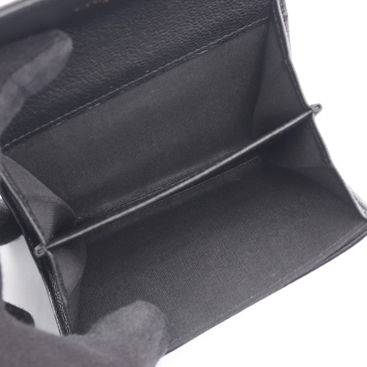 CHANEL Coco Mark Leather Coin Case Black