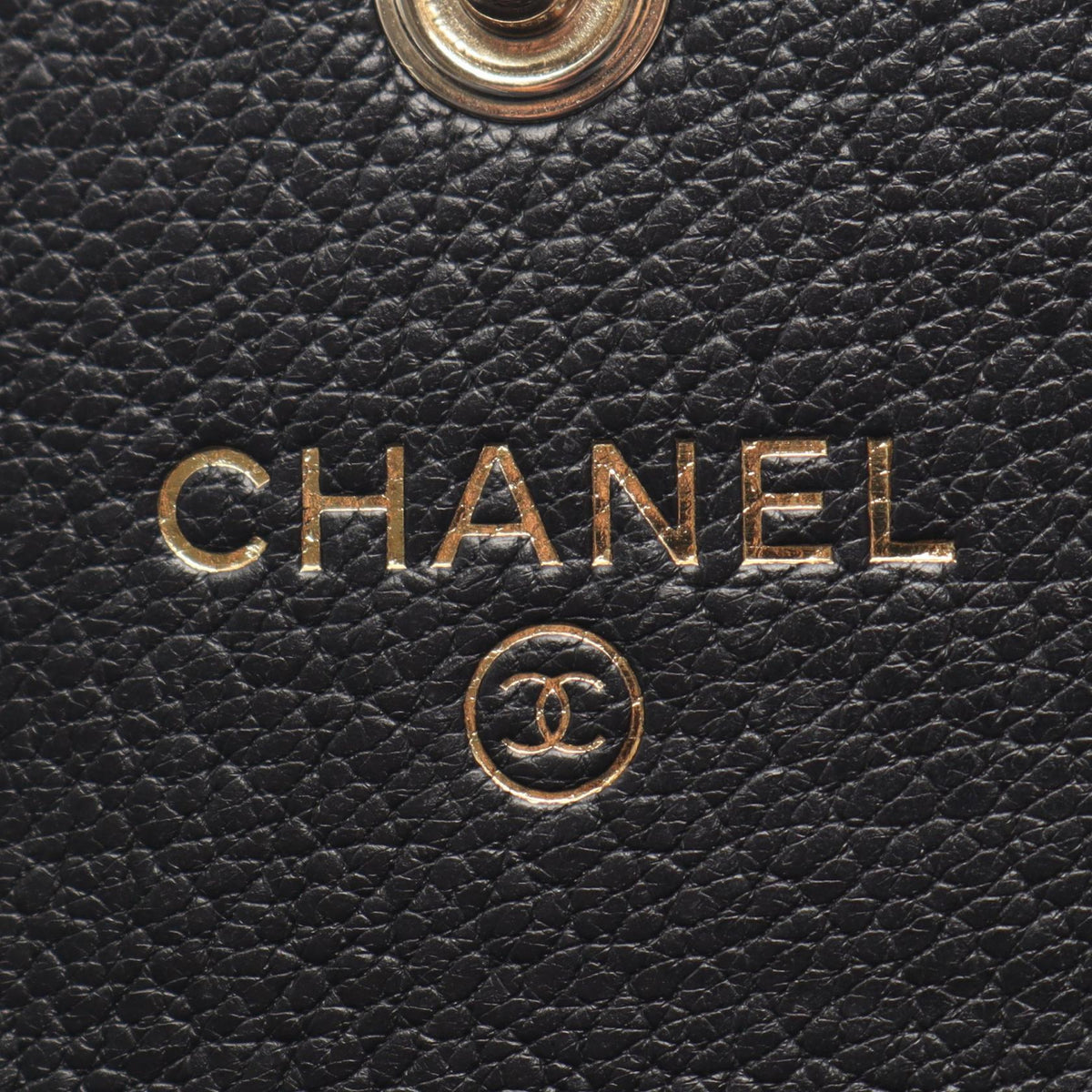 CHANEL Coco Mark Leather Coin Case Black