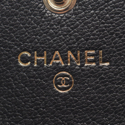 CHANEL Coco Mark Leather Coin Case Black