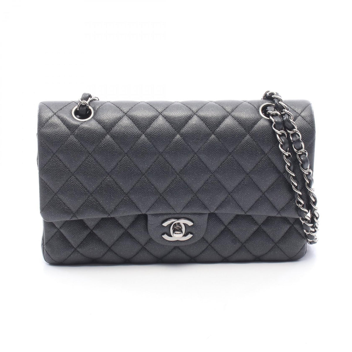 CHANEL Matelassé Double Flap Caviar Skin Shoulder Bag