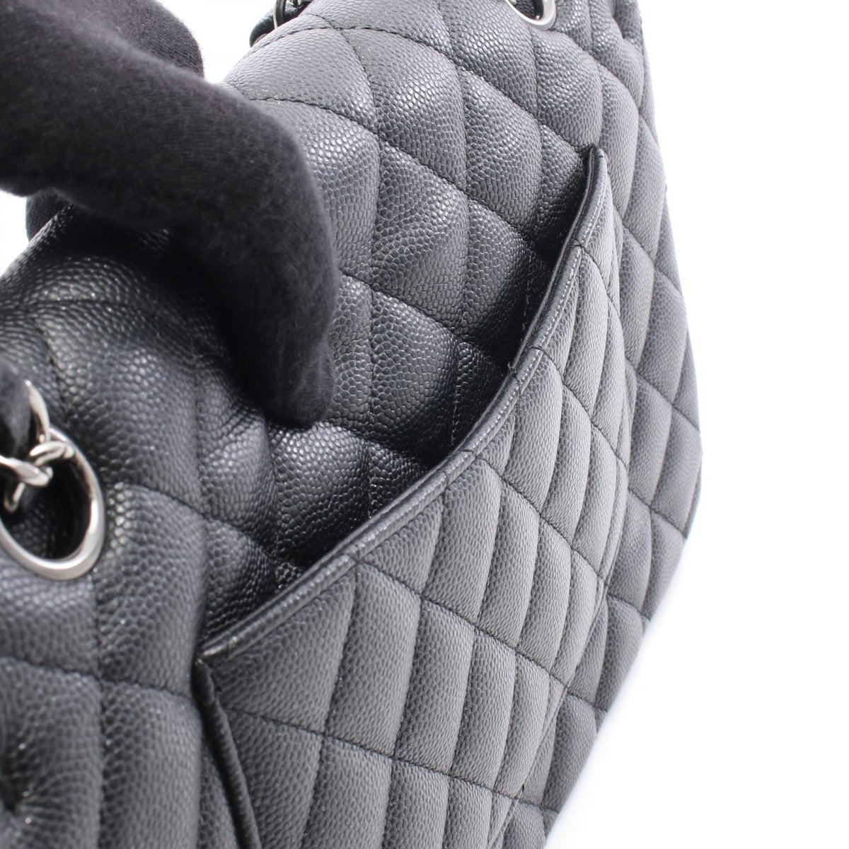 CHANEL Matelassé Double Flap Caviar Skin Shoulder Bag