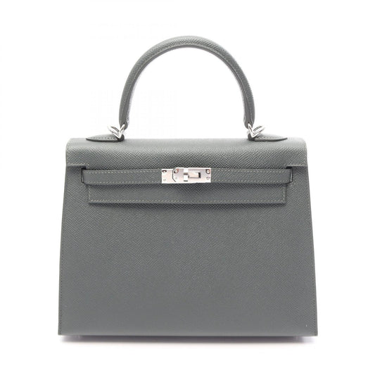 HERMES Kelly 25 Vert Mangrove Handle Bag