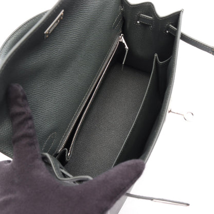 HERMES Kelly 25 Vert Mangrove Handle Bag
