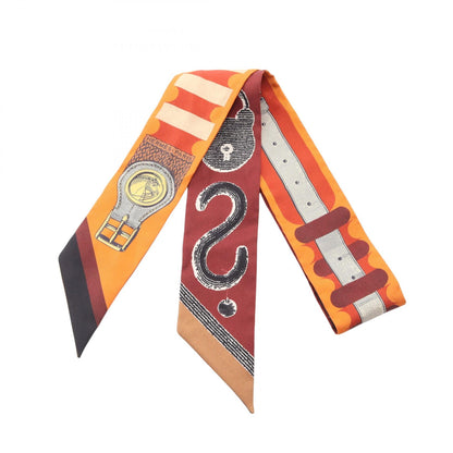 HERMES Twilly Poetic Orange Multi Scarf