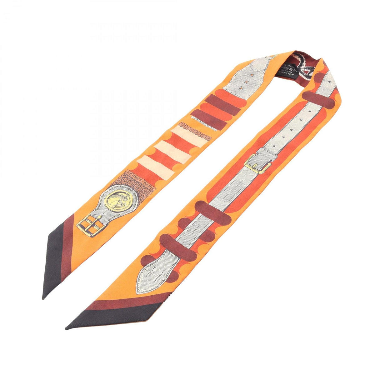 HERMES Twilly Poetic Orange Multi Scarf