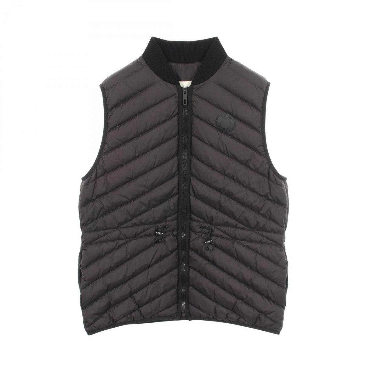 HERMES Rubber Logo Quilted Down Vest Black Size 42