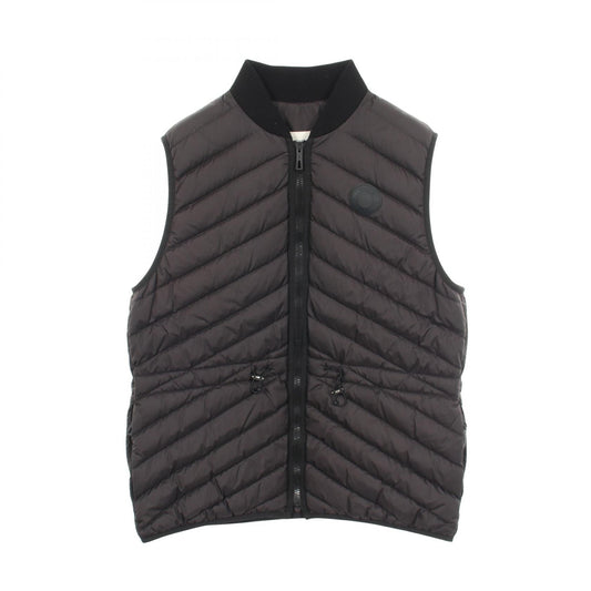 HERMES Rubber Logo Quilted Down Vest Black Size 42