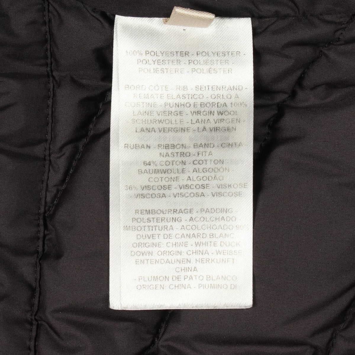 HERMES Rubber Logo Quilted Down Vest Black Size 42