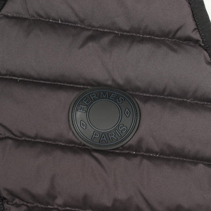 HERMES Rubber Logo Quilted Down Vest Black Size 42