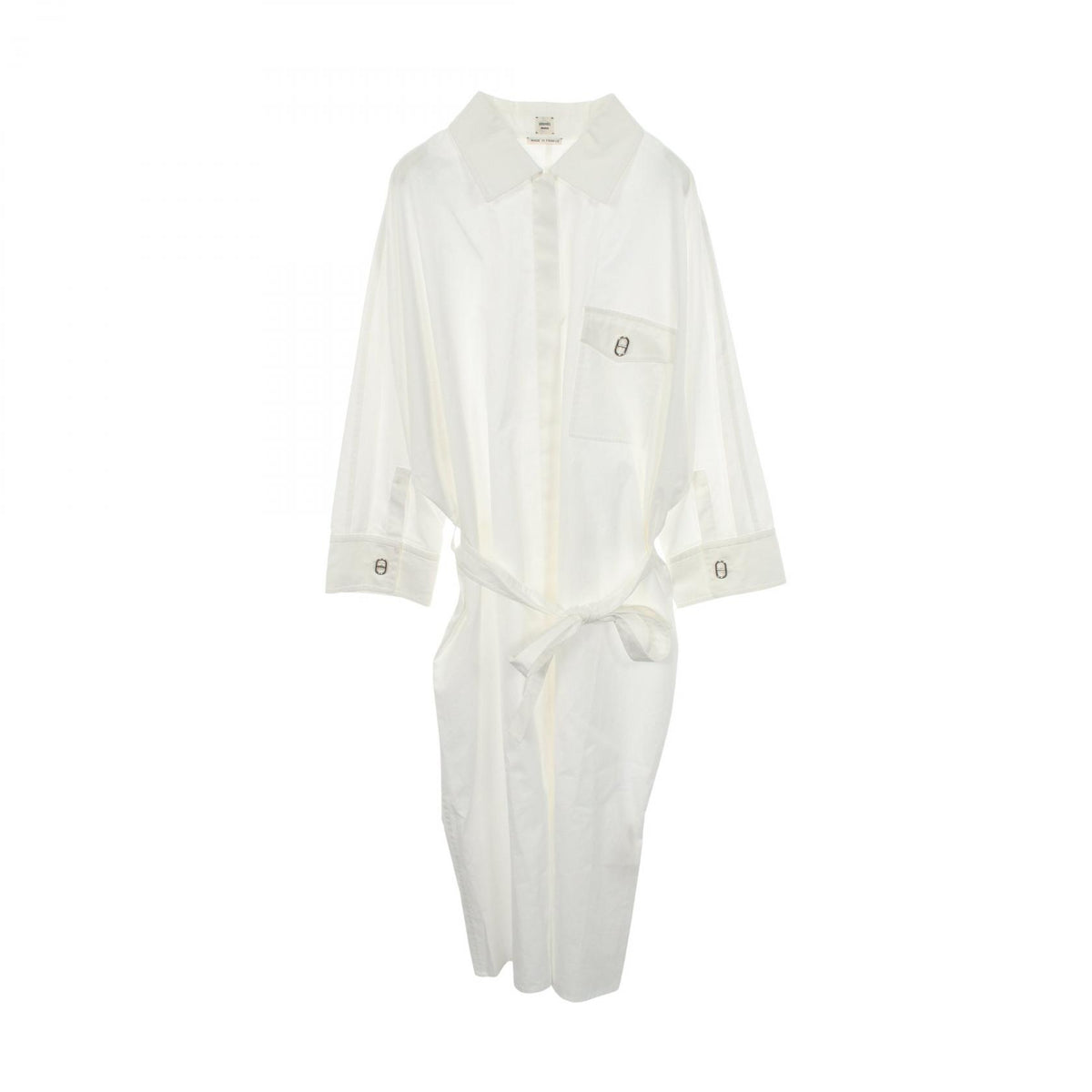 HERMES Chaine d'Ancre Cotton Shirt Dress White Size 42
