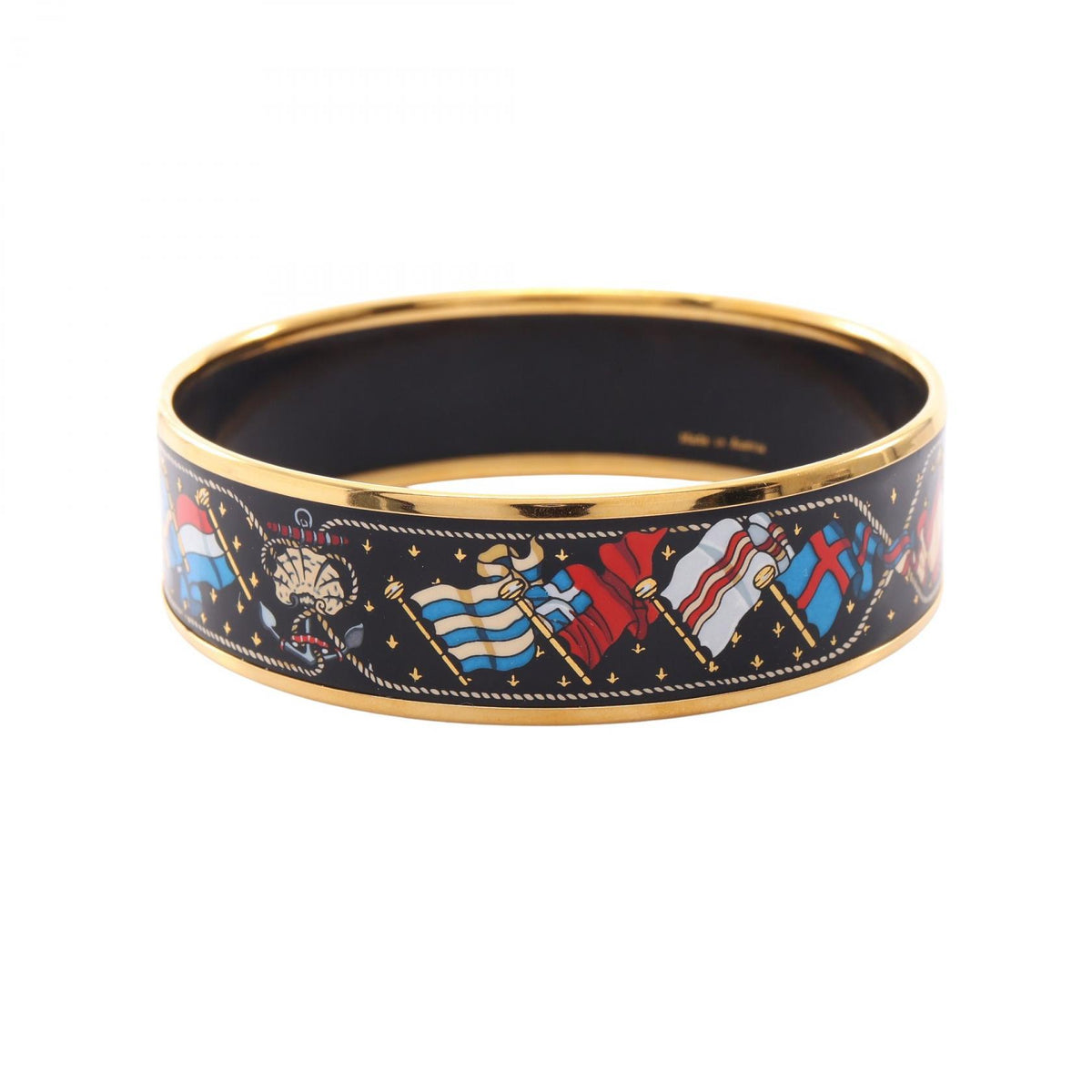 HERMES Email GM Gold Plated Enamel Bangle