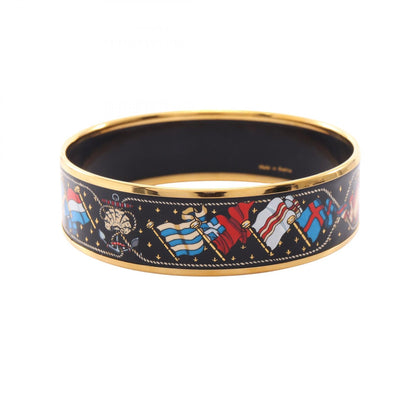 HERMES Email GM Gold Plated Enamel Bangle