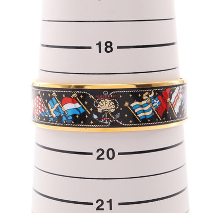 HERMES Email GM Gold Plated Enamel Bangle