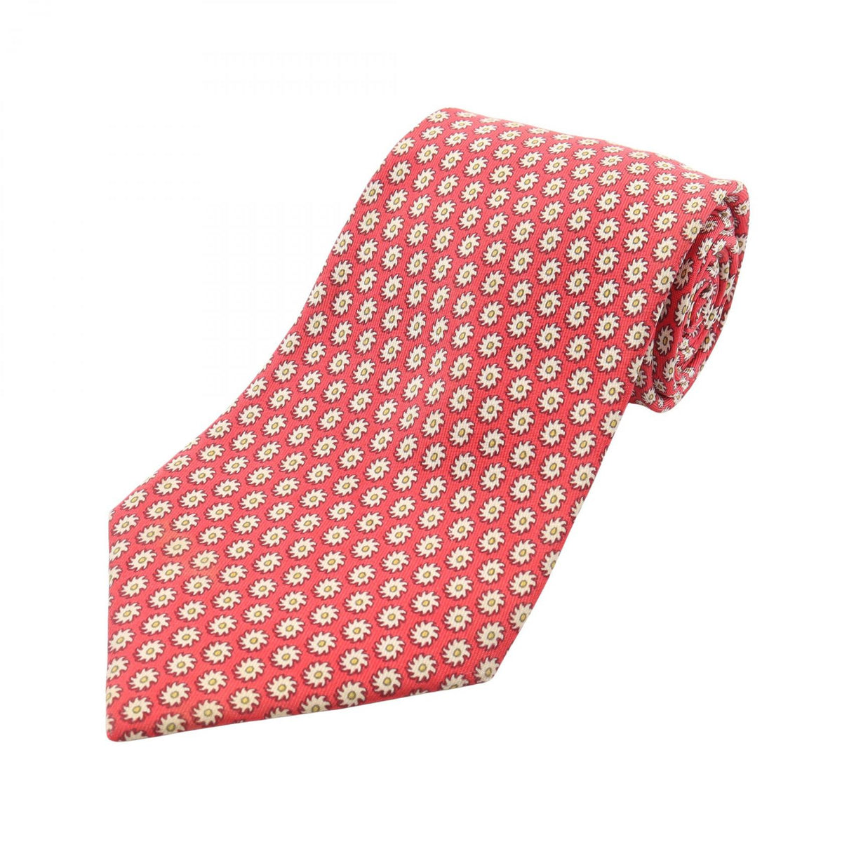 HERMES Patterned Silk Tie Red
