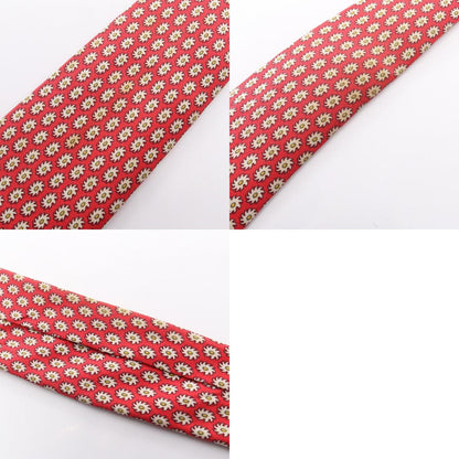 HERMES Patterned Silk Tie Red