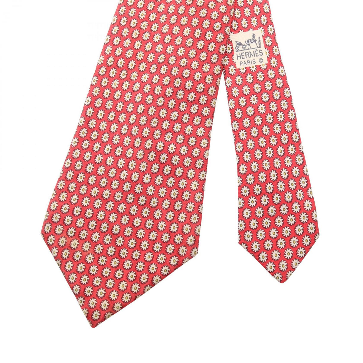 HERMES Patterned Silk Tie Red