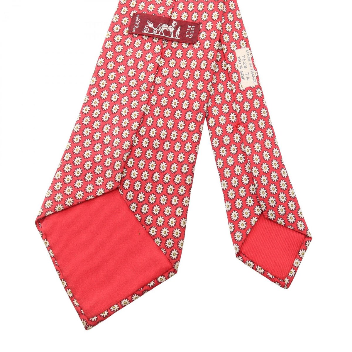 HERMES Patterned Silk Tie Red