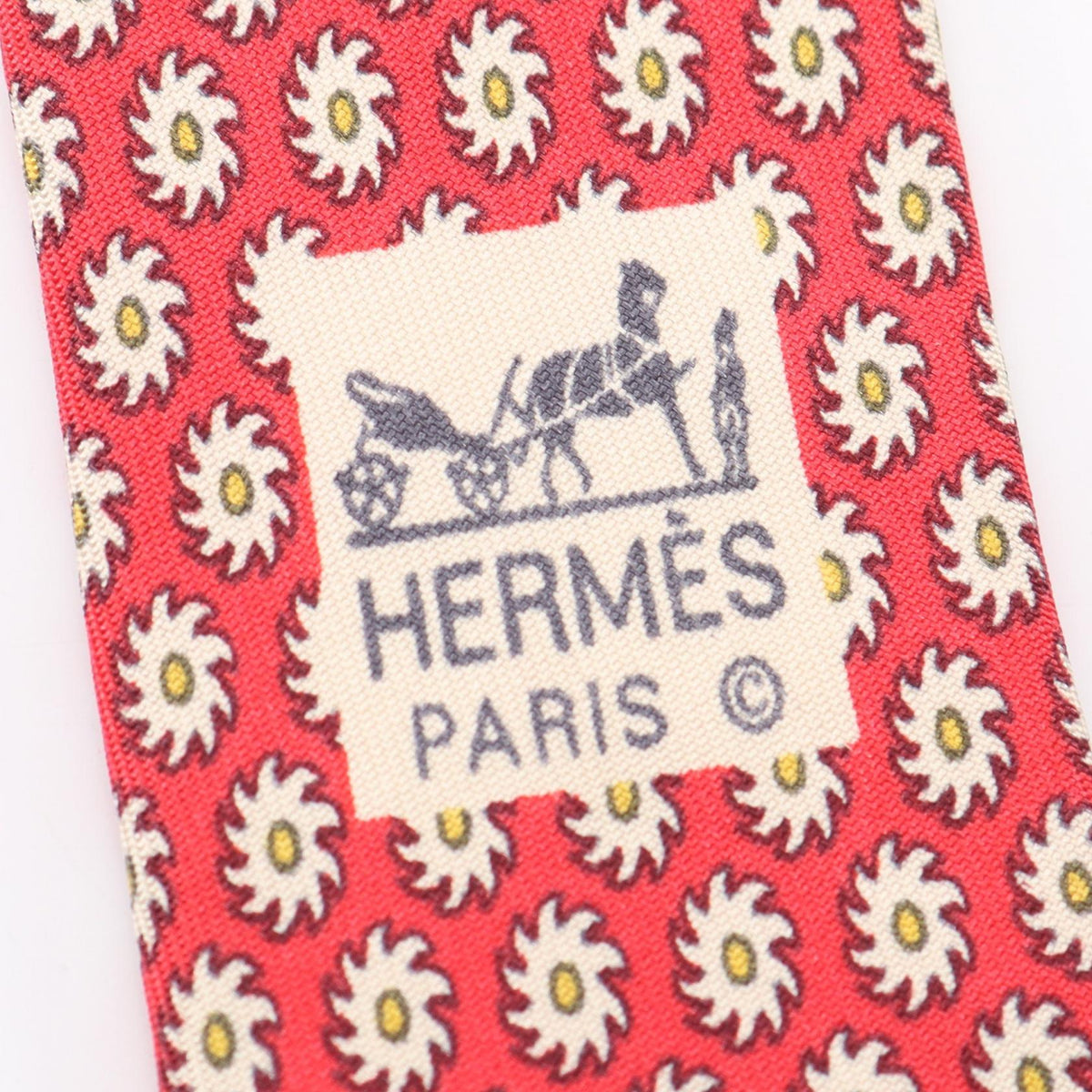 HERMES Patterned Silk Tie Red