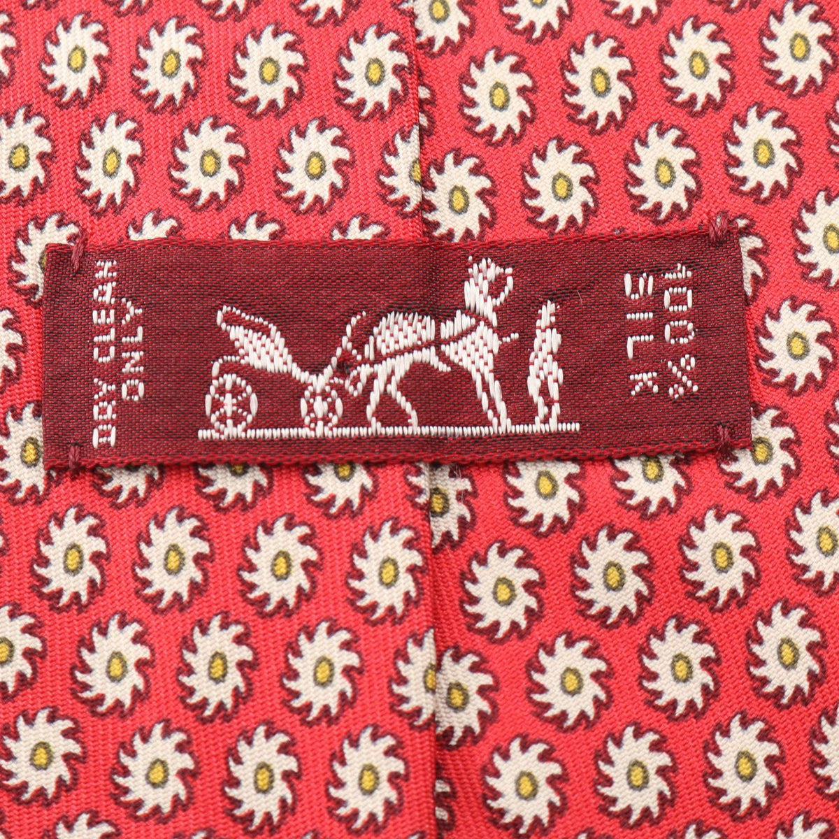 HERMES Patterned Silk Tie Red