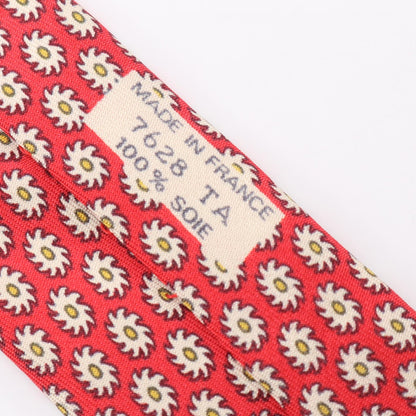 HERMES Patterned Silk Tie Red