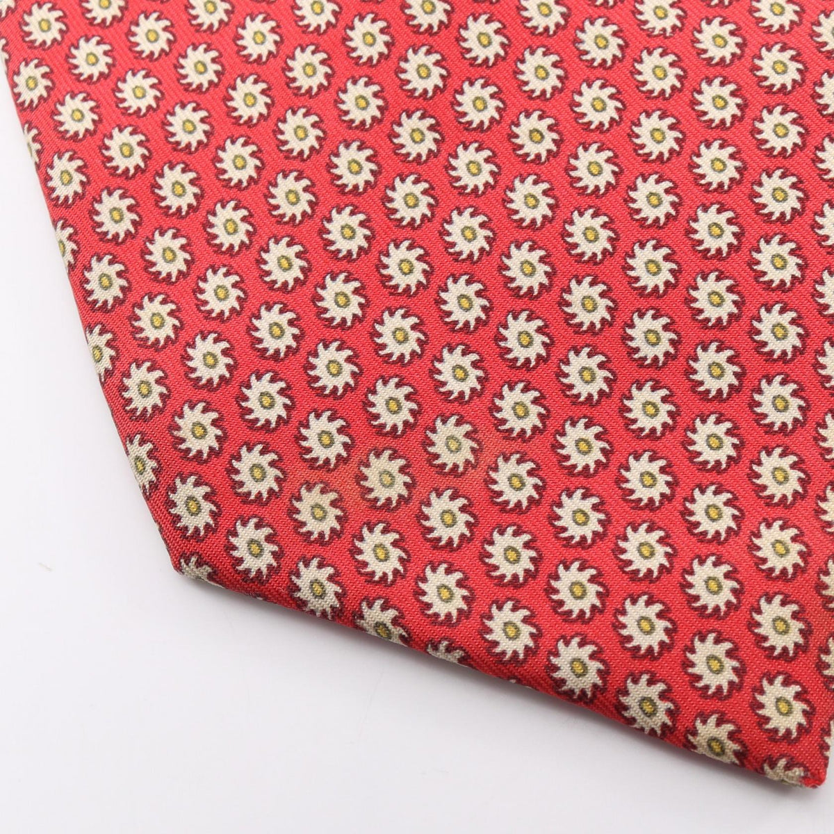 HERMES Patterned Silk Tie Red