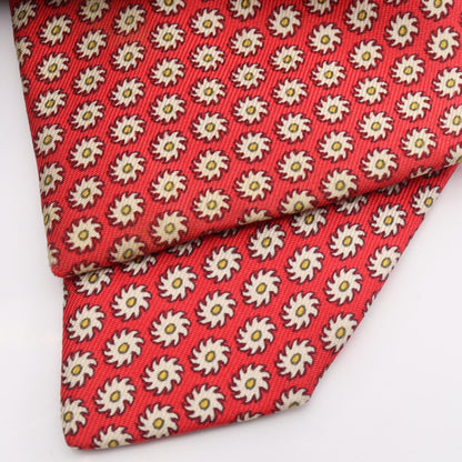 HERMES Patterned Silk Tie Red
