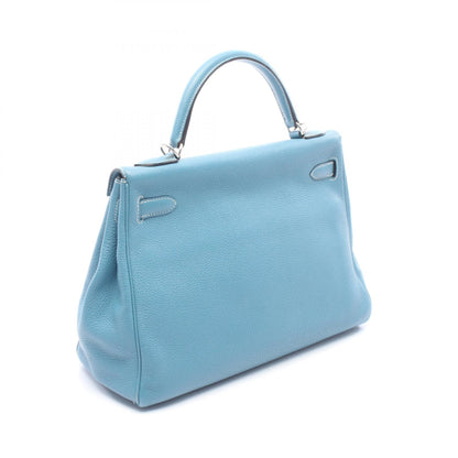 HERMES Kelly 32 Blue Jean Handle Bag