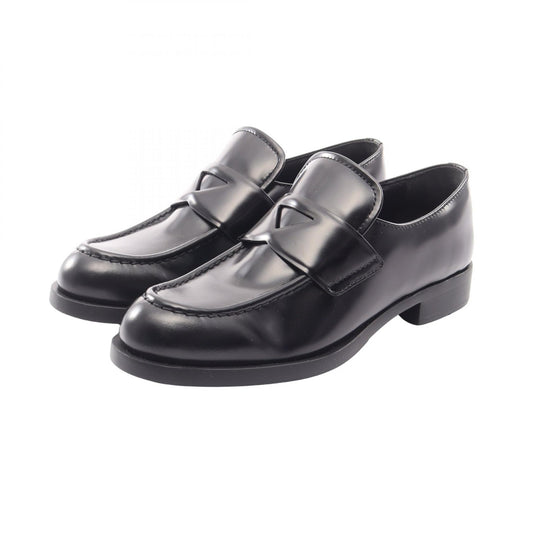 PRADA Triangle Leather Loafers Black Size 37.5