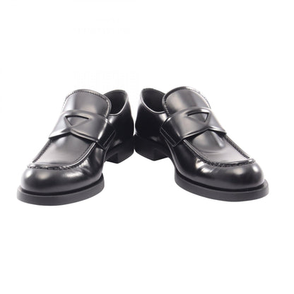 PRADA Triangle Leather Loafers Black Size 37.5