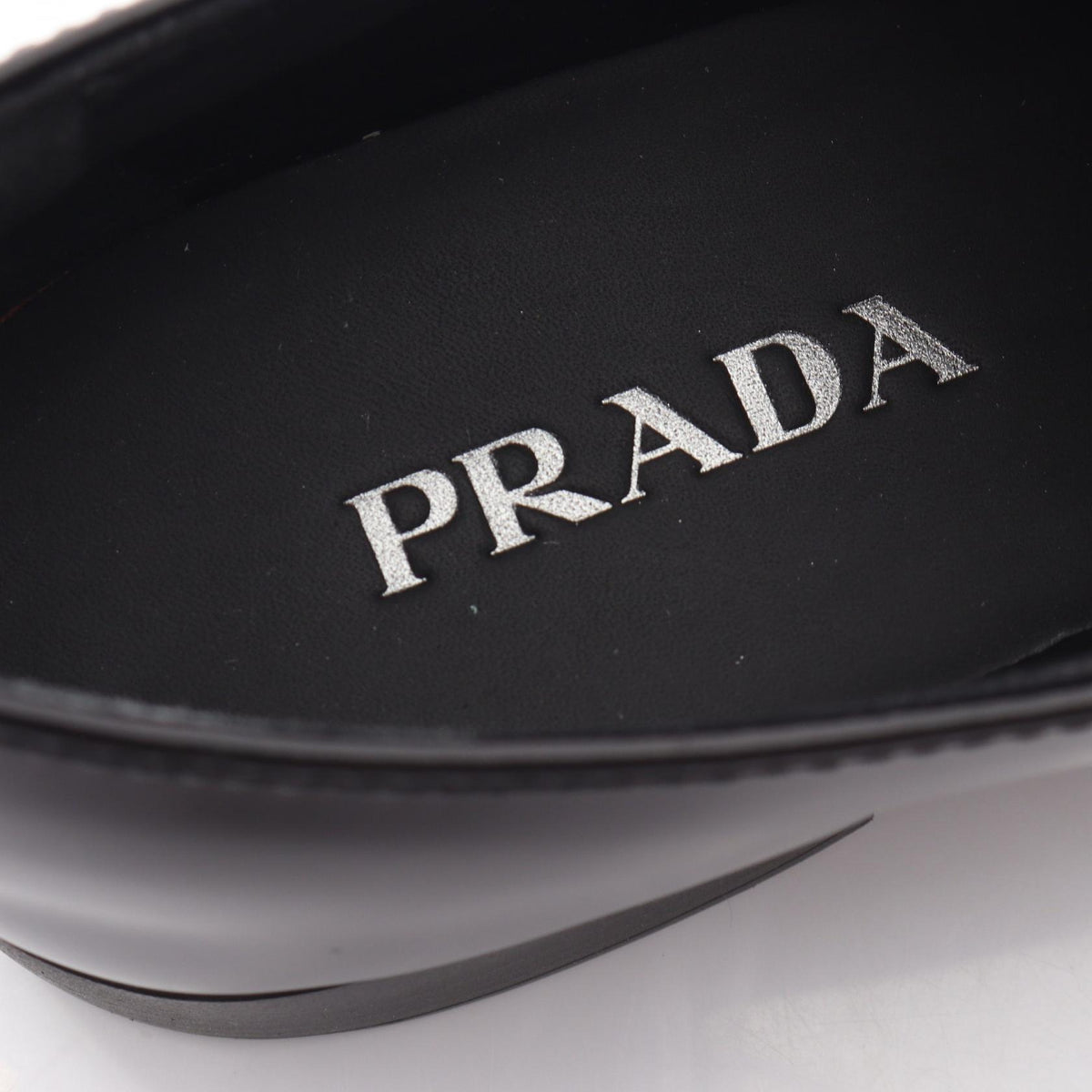 PRADA Triangle Leather Loafers Black Size 37.5
