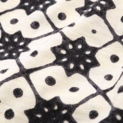 Y's All-Over Print Wool Long Sleeve White Black T-Shirt Size 2