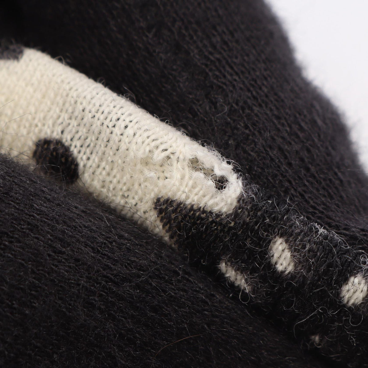 Y's All-Over Print Wool Long Sleeve White Black T-Shirt Size 2