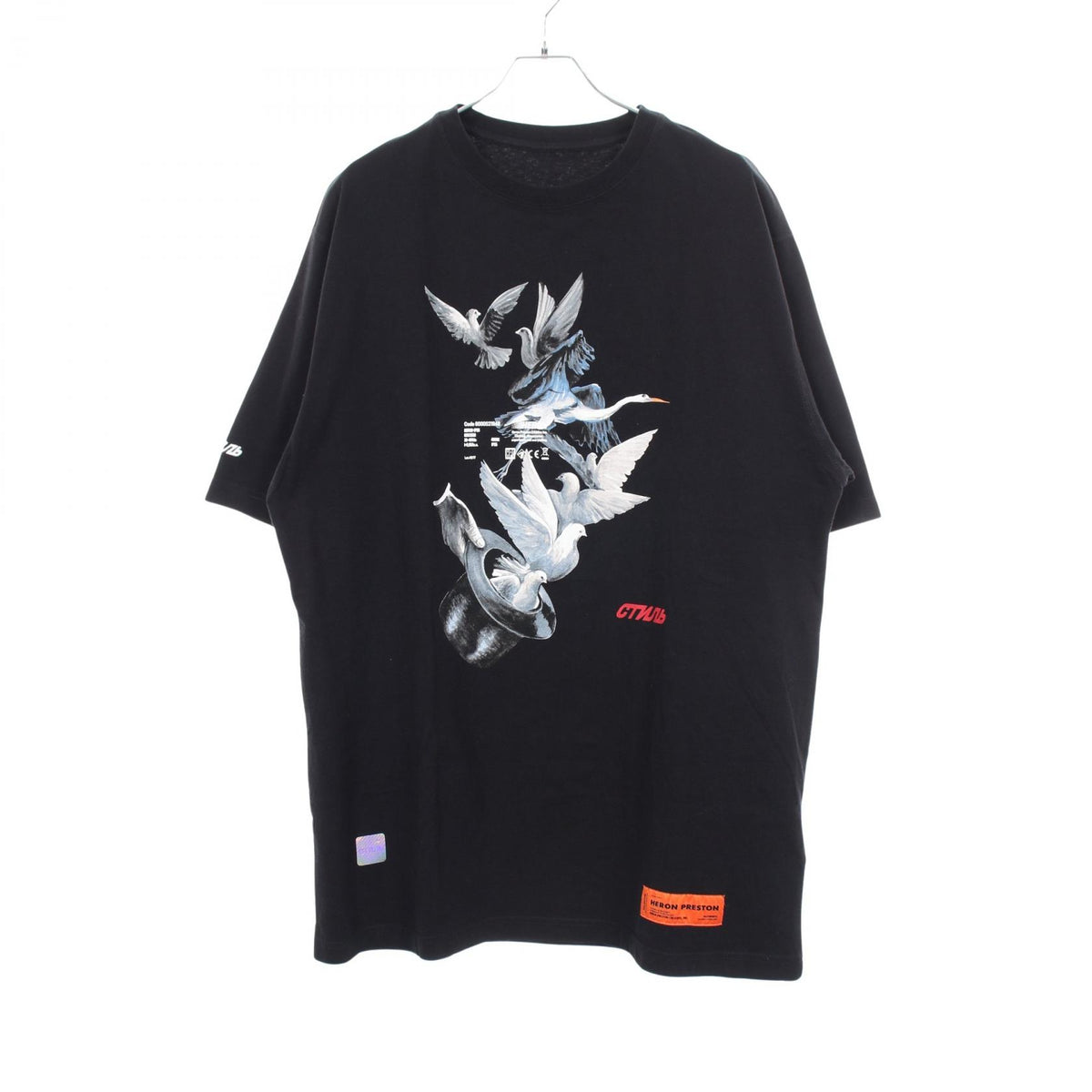 HERON PRESTON Magic Hat Dove Print T-Shirt Black Size L