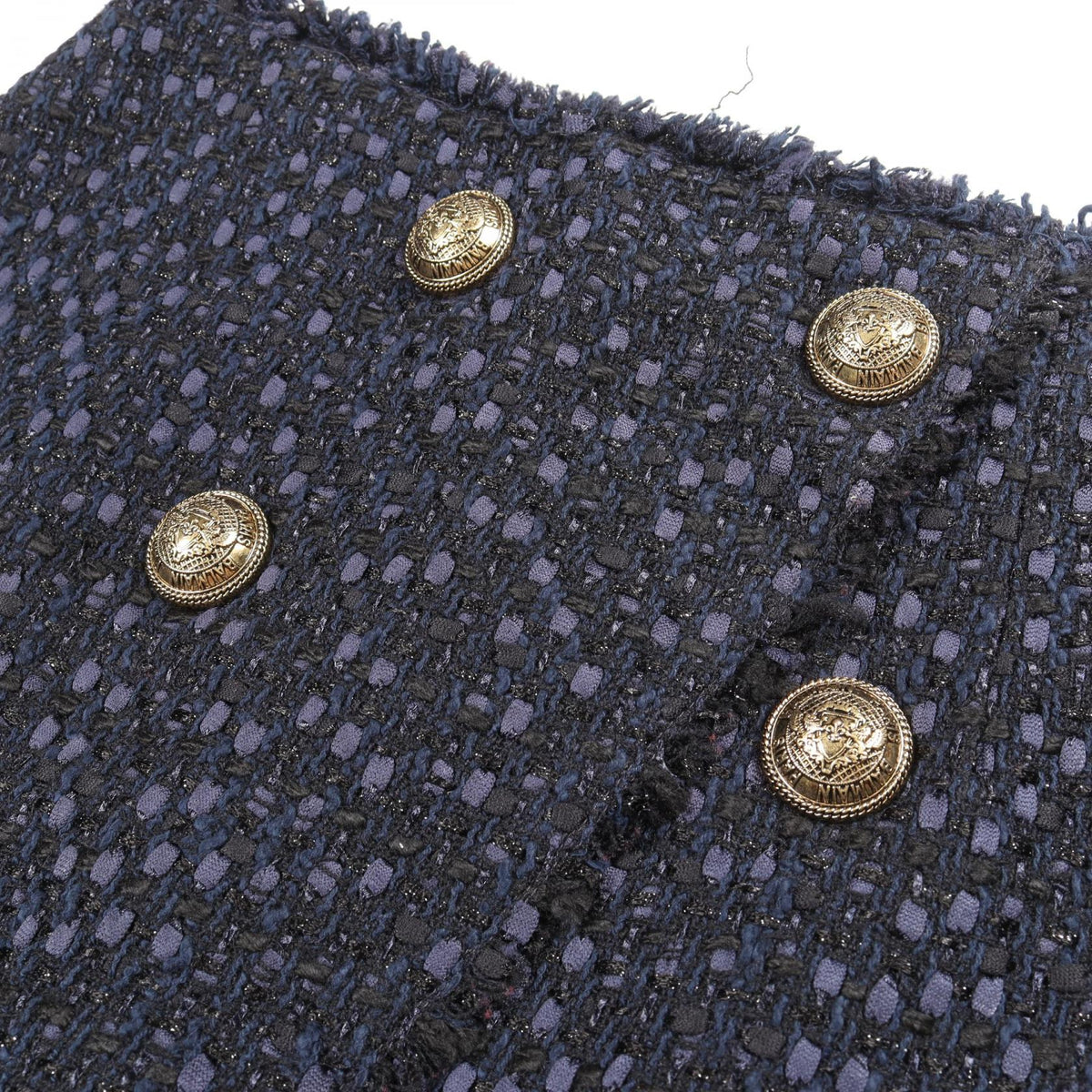 BALMAIN Tweed Skirt Wool Cotton Blend Size 36