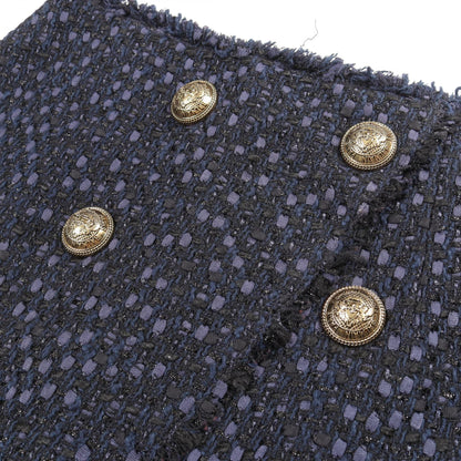 BALMAIN Tweed Skirt Wool Cotton Blend Size 36